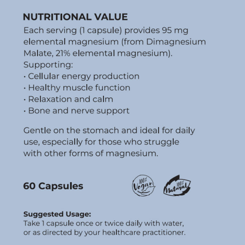Amorevolezza Magnesium Malate (Energy, Muscle support & Reduce fatigue) - 60 caps