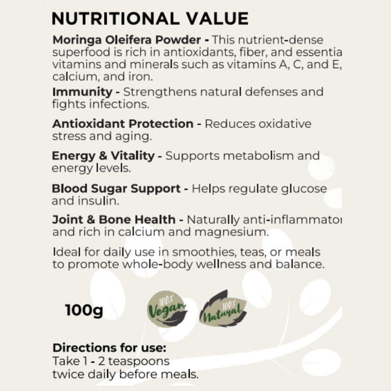 Moringa Fine Powder Natural Superfood Mix - 100g