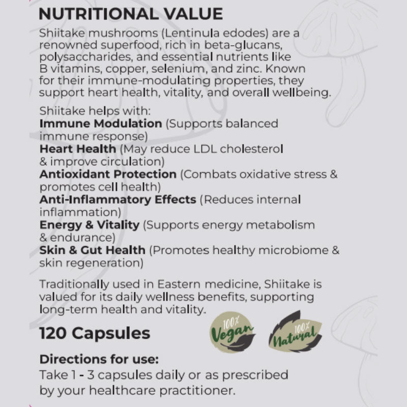 Shiitake Medical Mushroom 10:1 Extract - 120 caps