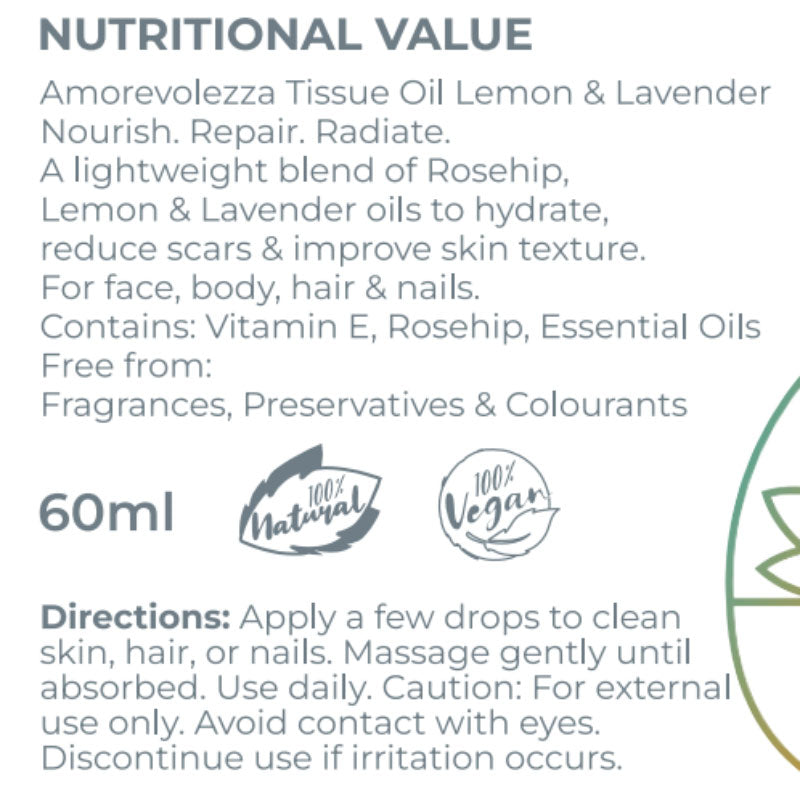 Amorevolezza Tissue Oil - Lemon & Lavender (Skin repair) - 60ml
