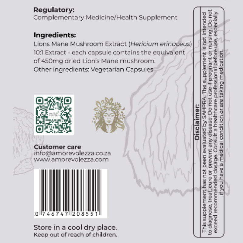 Lions Mane (Brain Support) Medical Mushroom 10:1 Extract - 120 caps
