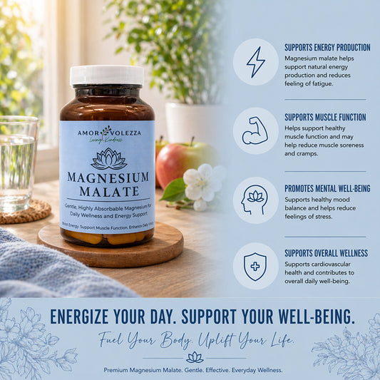Amorevolezza Magnesium Malate (Energy, Muscle support & Reduce fatigue) - 60 caps