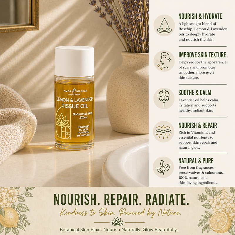 Amorevolezza Tissue Oil - Lemon & Lavendar (Skin repair) - 150ml - Image 2