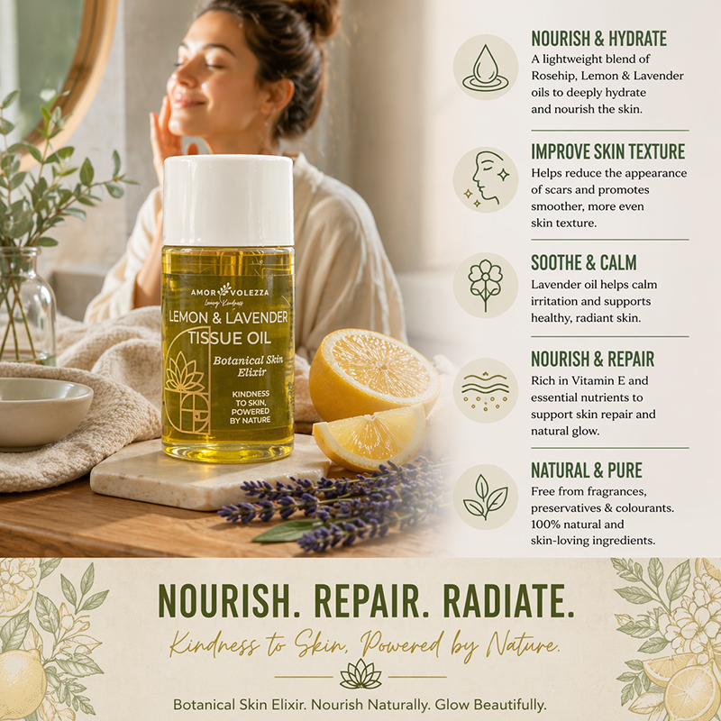 Amorevolezza Tissue Oil - Lemon & Lavendar (Skin repair) - 60ml - Image 2