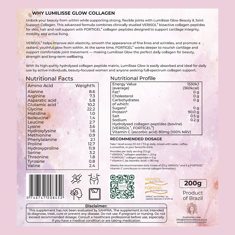 Lumilisse Glow Beauty & Joint Hydrolised Collagen Peptides I & III – 200g - Image 3