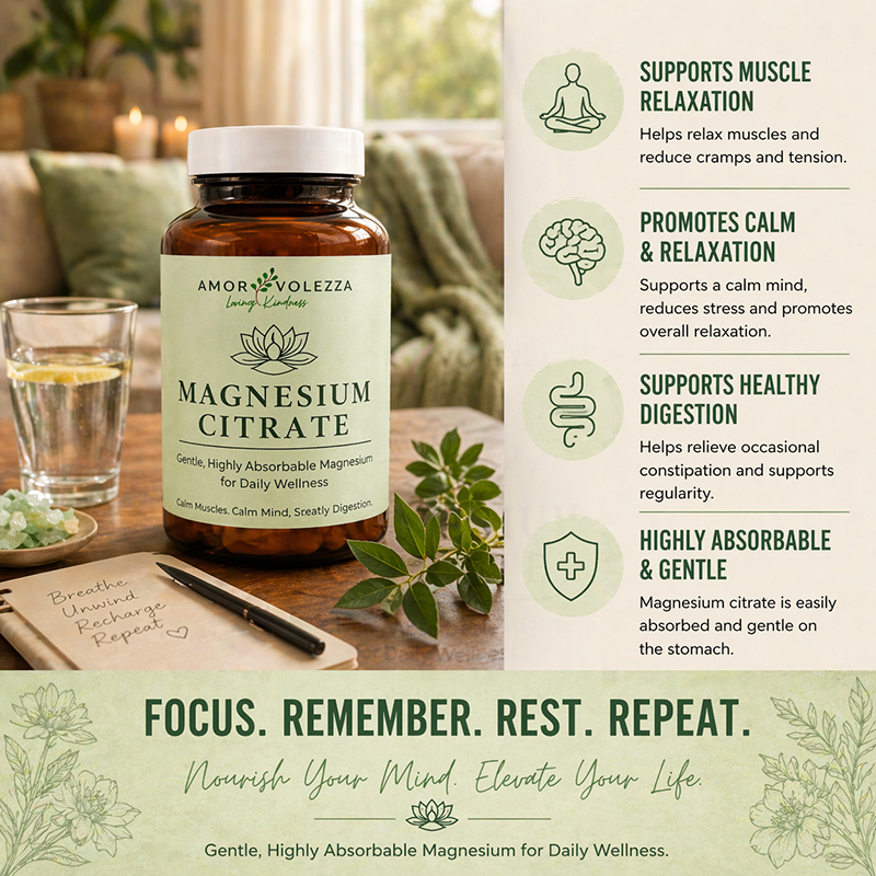 Magnesium Citrate (Calm mind, Relax muscles, Easy digestion) - 60 caps - Image 2