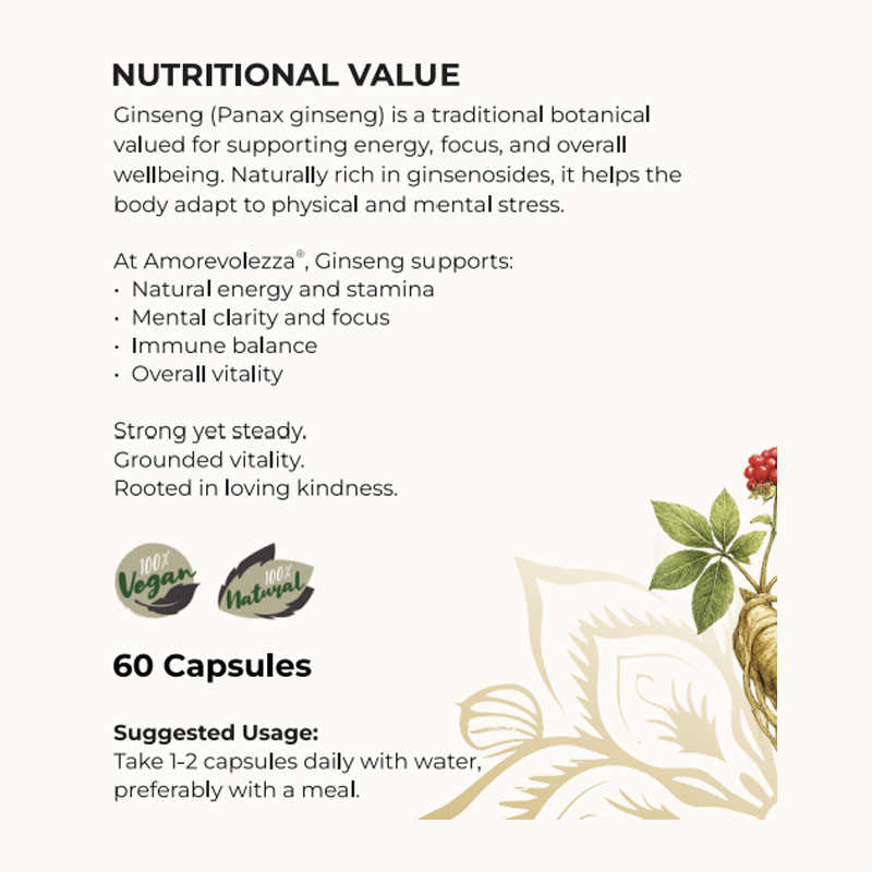 Ginseng (Energy & Vitality Support) 60 caps - Image 3