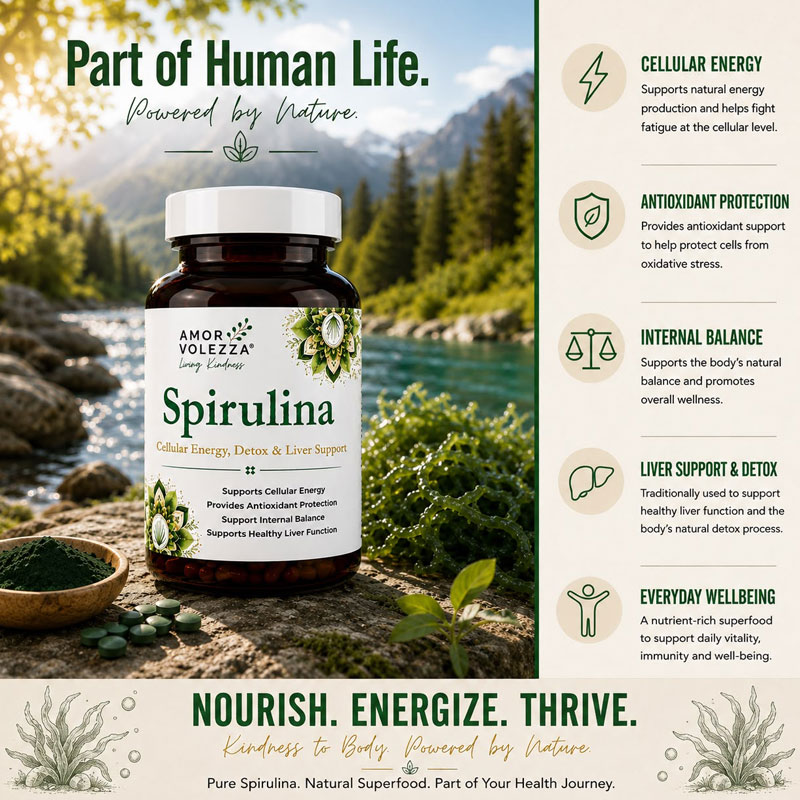 Spirulina (Cellular Energy, Detox & Liver Support) 60 caps - Image 2