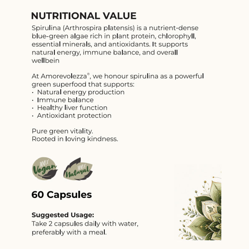 Spirulina (Cellular Energy, Detox & Liver Support) 60 caps - Image 3